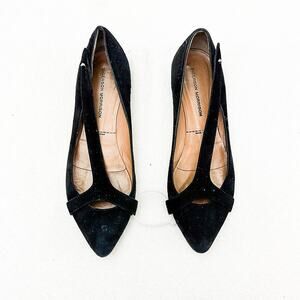 Sigerson Morrison Black Suede Leather Flats Pointy Toe Size 7.5 Italy